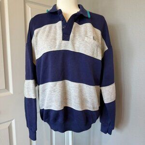 Vintage 90s Long Sleeve Polo Sweatshirt Size Large Dadcore Rugby Varsity